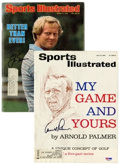 (2) Signed Sports Illustrated Magazines Signed by Jack Nicklaus and Arnold Palmer 